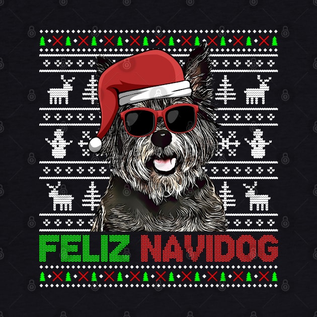 Cairn Terrier Dog Feliz Navidog Funny Christmas by TheBeardComic